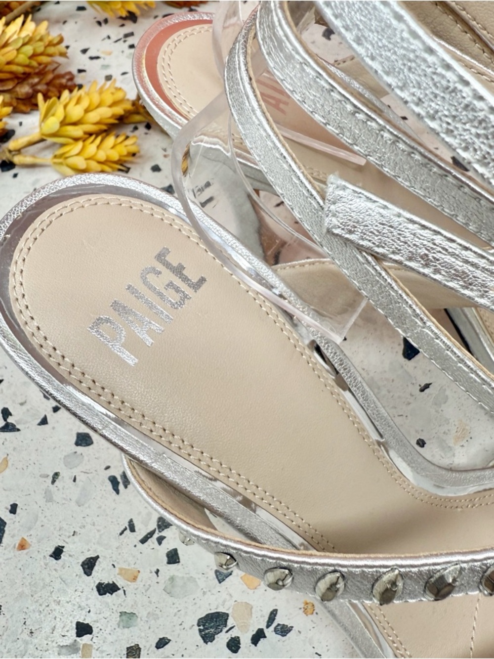 Paige Wellie Silver Rhinestone Strappy Heels Size 10 Wedding Guest Prom - Picture 7 of 13